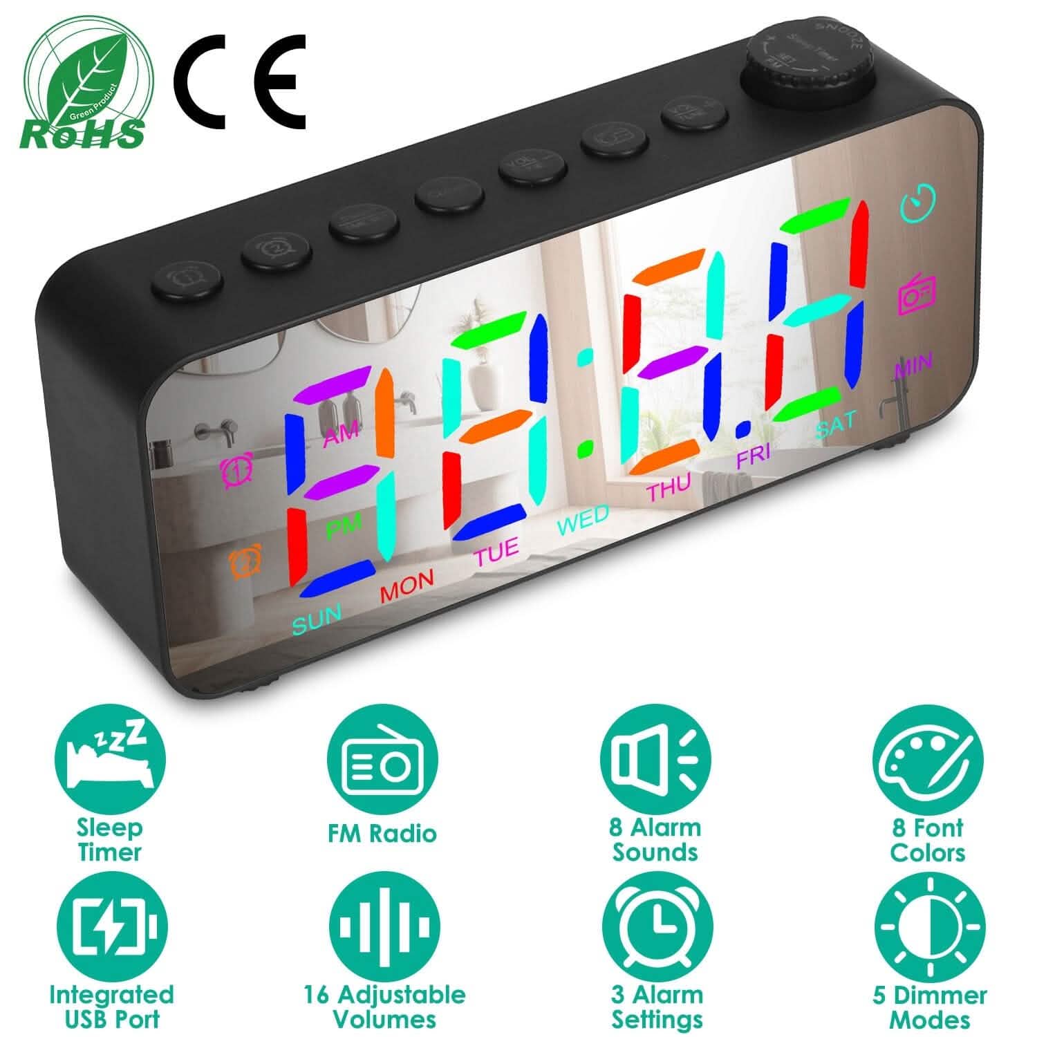 RGB Color LED Digital Alarm Clock Household Appliances - DailySale