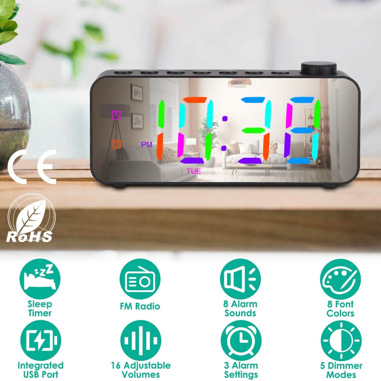 RGB Color LED Digital Alarm Clock Household Appliances - DailySale