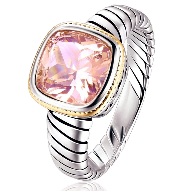 Rhodium Plated Lab Created Morganite Engagement Ring - Assorted Sizes Jewelry - DailySale