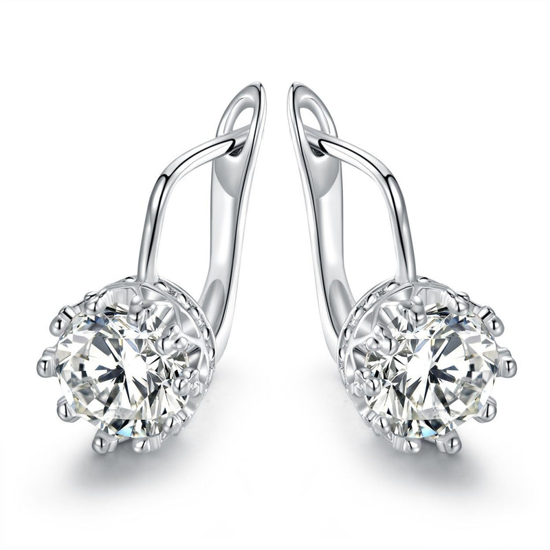 Rhodium Swarovski Elements Huggie-Hoop Earring Jewelry - DailySale