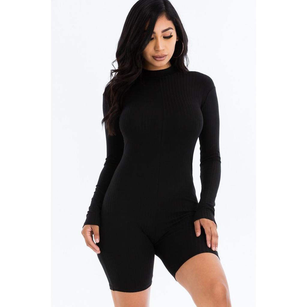 Ribbed Knit Romper Women's Dresses S - DailySale