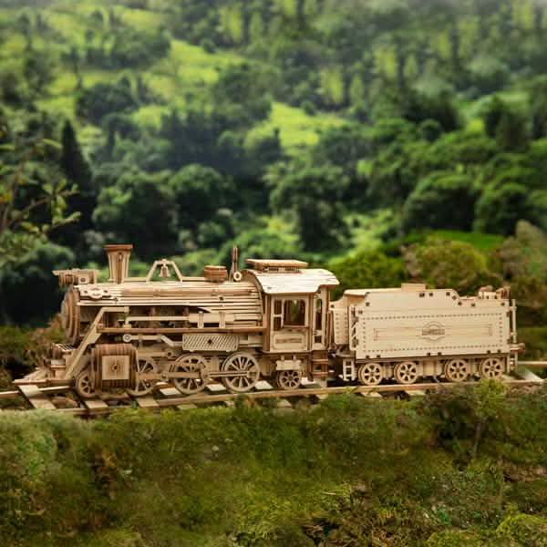 Robotime 308pcs DIY Movable 3D Prime Steam Train Wooden Puzzle Model Toy Toys & Games - DailySale