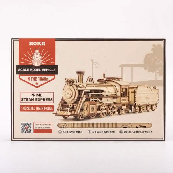 Robotime 308pcs DIY Movable 3D Prime Steam Train Wooden Puzzle Model Toy Toys & Games - DailySale