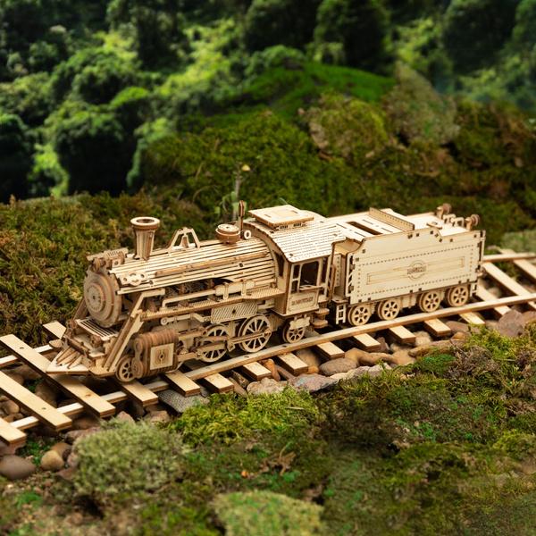 Robotime 308pcs DIY Movable 3D Prime Steam Train Wooden Puzzle Model Toy Toys & Games - DailySale