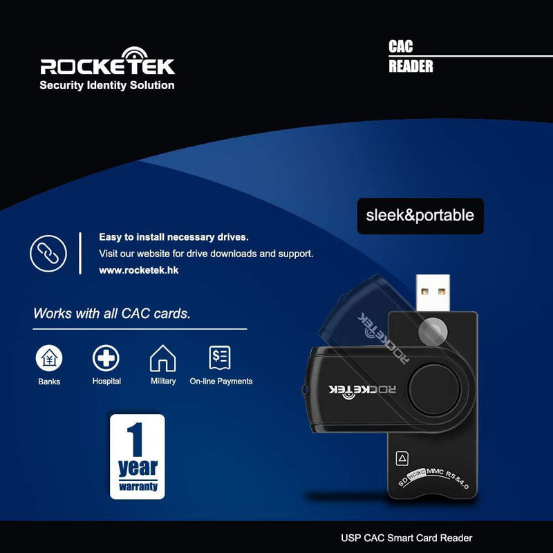 Rocketek DOD Military USB Common Access CAC Memory Card Reader Computer Accessories - DailySale