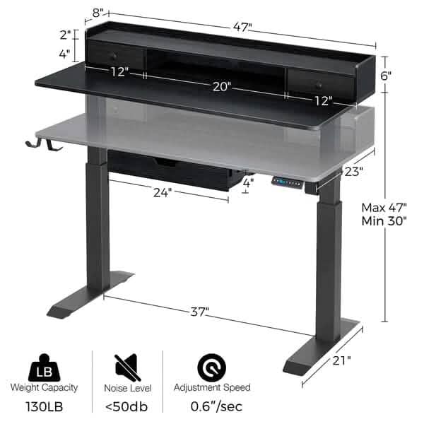Rolanstar Single Motor Free Standing Electric Height Adjustable Desk Furniture & Decor - DailySale
