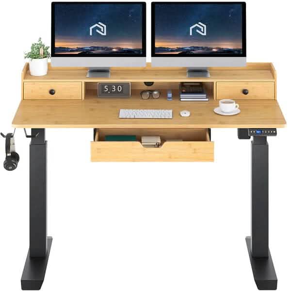 Rolanstar Single Motor Free Standing Electric Height Adjustable Desk Furniture & Decor Natural - DailySale