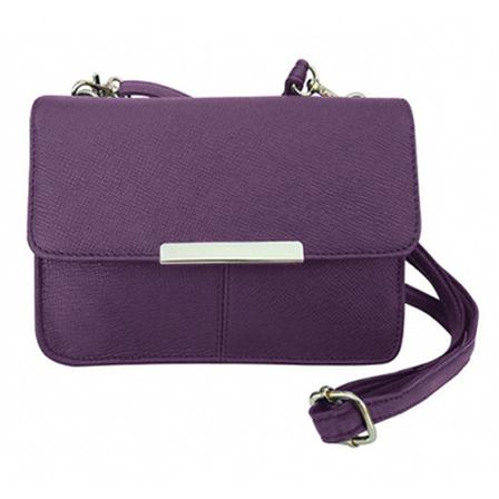 Roma Leather Crossbody Purse with Adjustable Strap Bags & Travel Purple - DailySale