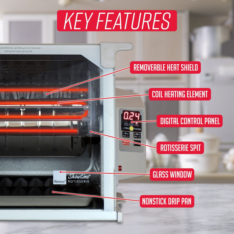 Ronco Digital Rotisserie Oven, Platinum Digital Design, Large Capacity Kitchen Appliances - DailySale