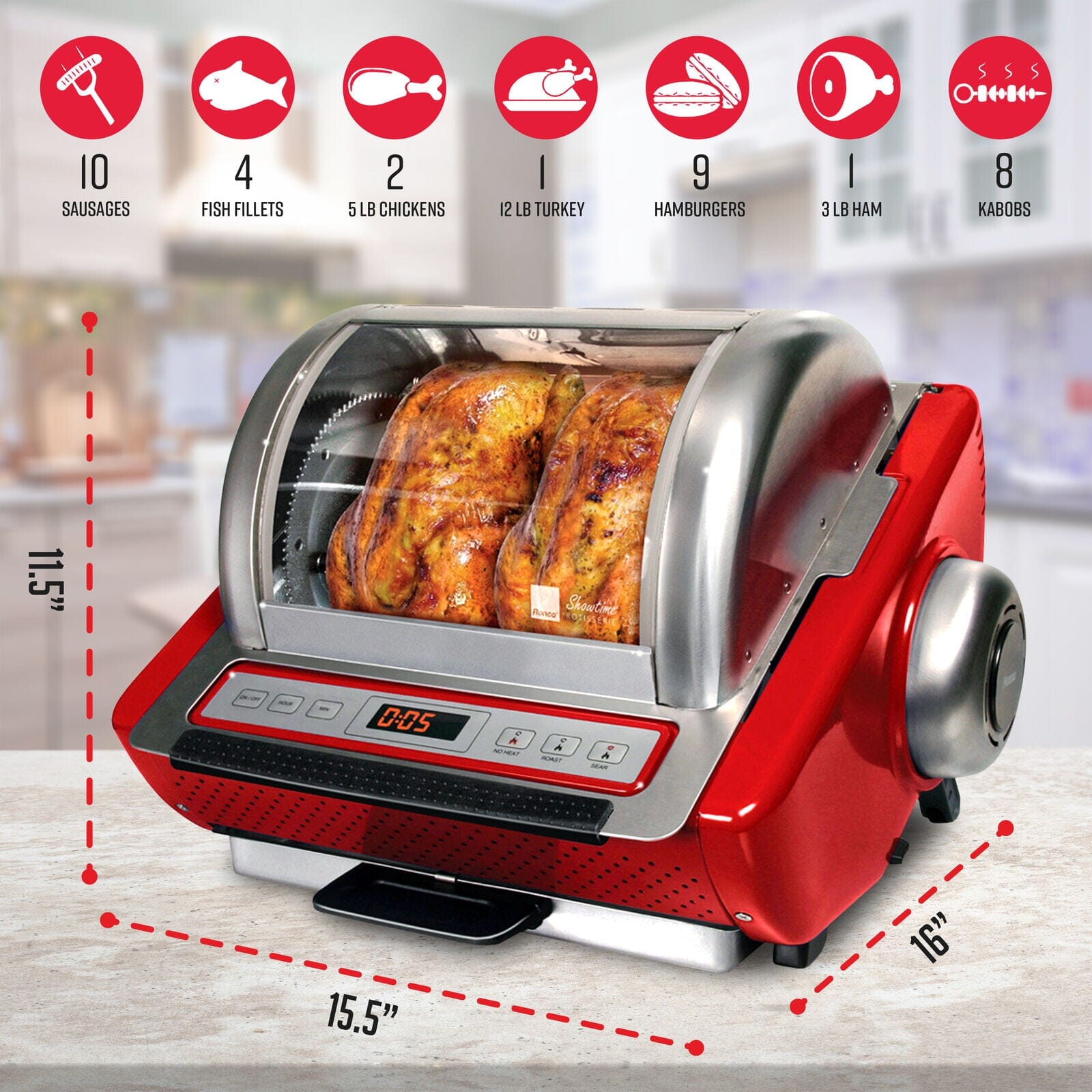 Ronco EZ-Store Rotisserie Oven, Large Capacity (15lbs) Countertop Oven Kitchen Appliances - DailySale