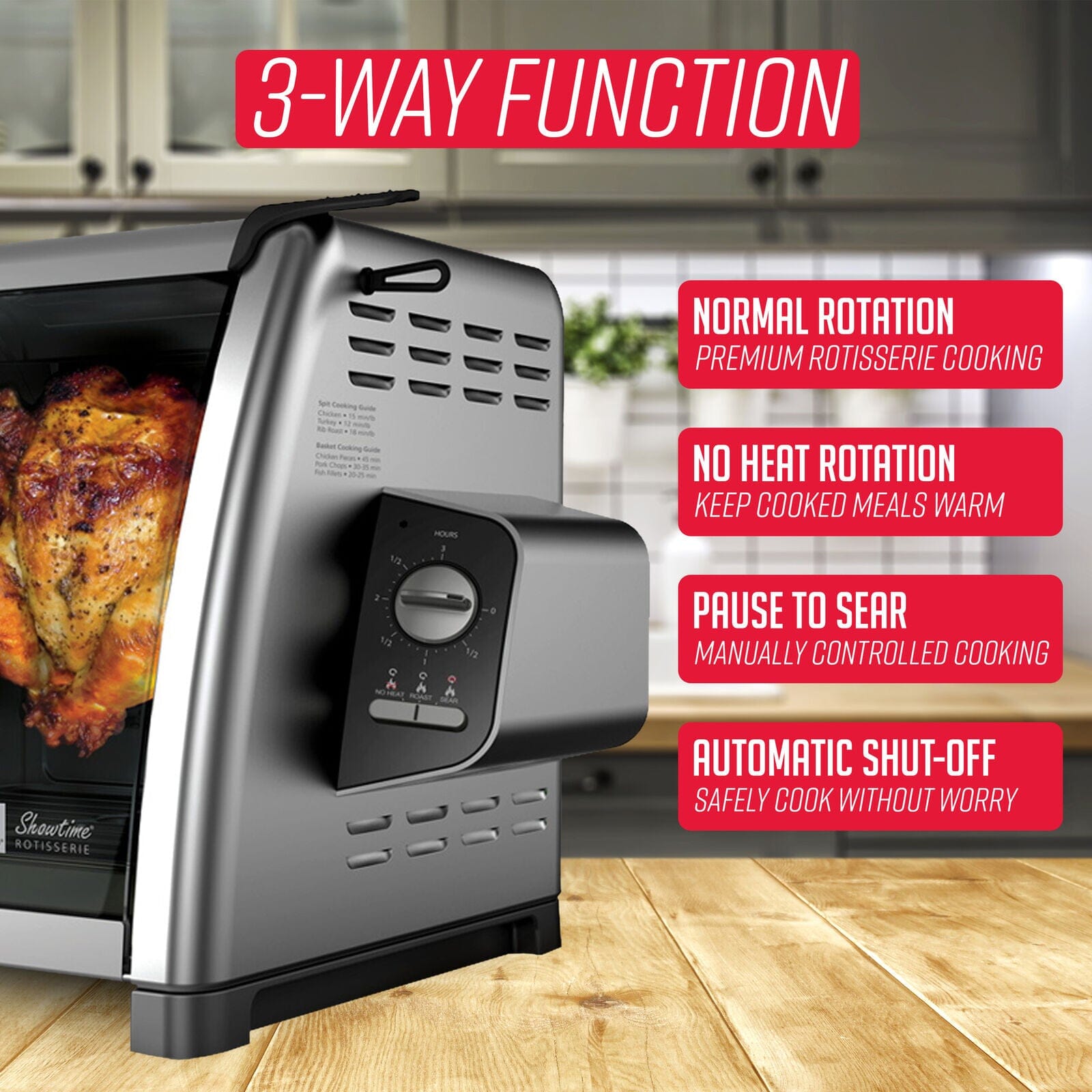 Ronco 1,250-Watt Black Countertop Rotisserie Oven at