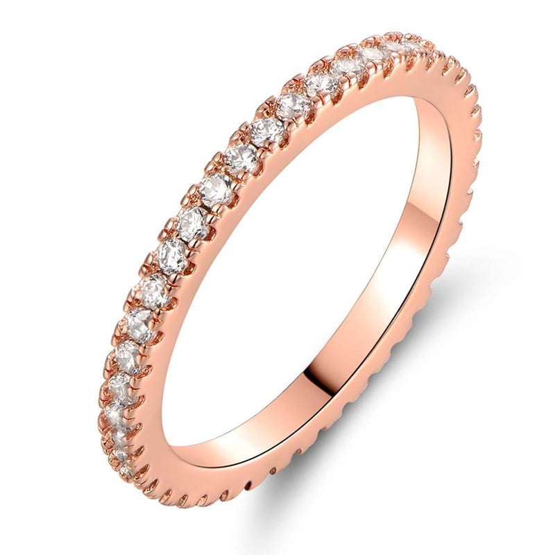 Rose Gold and Round-Cut CZ Single Row Eternity Ring Jewelry 5 - DailySale