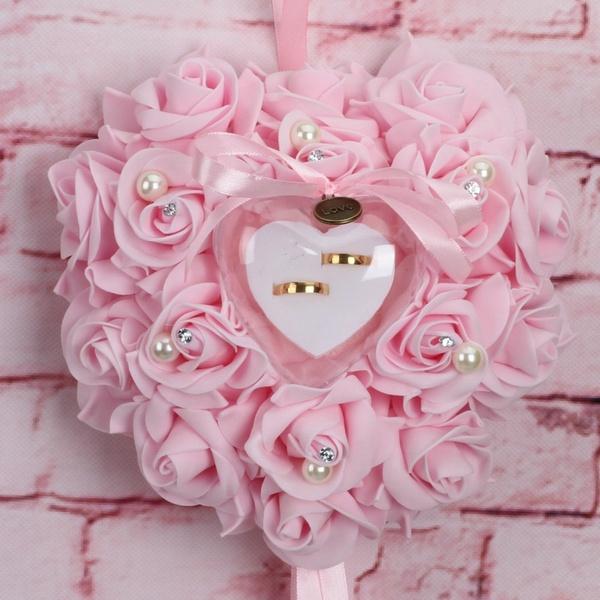 Rose Pillow Heart Cushion Ring Holder Everything Else Pink - DailySale