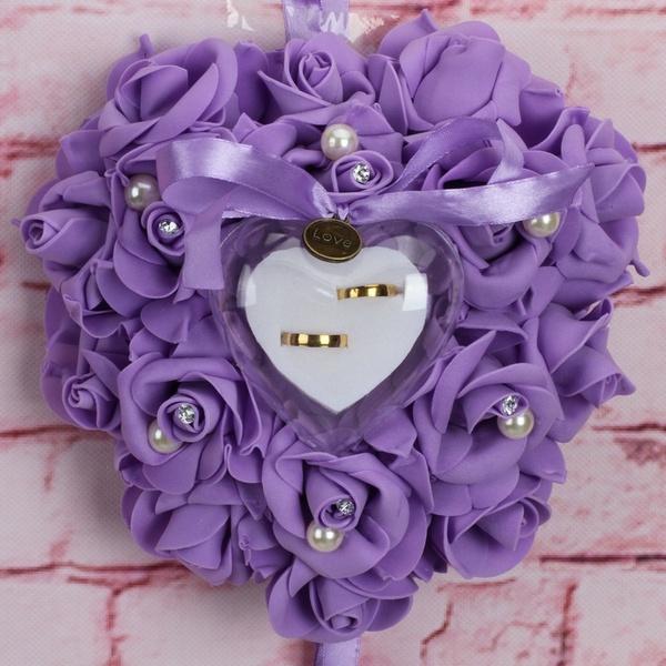 Rose Pillow Heart Cushion Ring Holder Everything Else Purple - DailySale