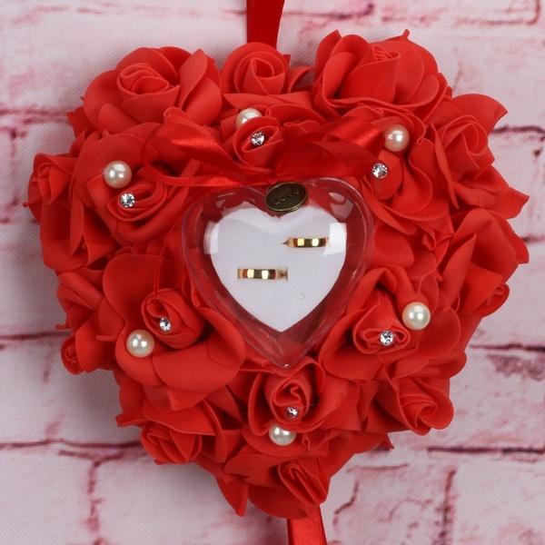 Rose Pillow Heart Cushion Ring Holder Everything Else Red - DailySale