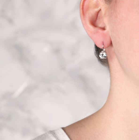 Round Cut Gemstone Leverback Earrings Earrings - DailySale