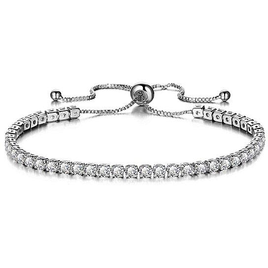 Round Cut Swarovski Elements Crystal Adjustable Tennis Bracelet Jewelry - DailySale