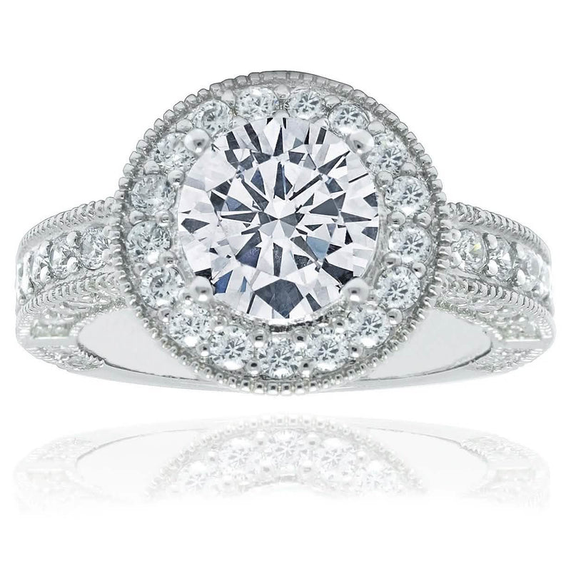 Round Halo Colored Rings Rings Silver 5 - DailySale