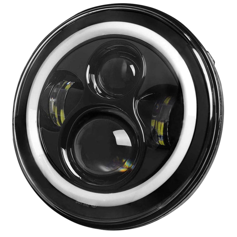 Round LED Headlight Halo Angel Eyes for Jeep Wrangler Automotive - DailySale