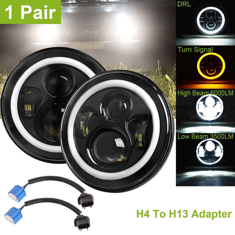 Round LED Headlight Halo Angel Eyes for Jeep Wrangler Automotive - DailySale