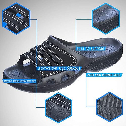 Roxoni Men Sandals Shower Slides for Men Open Toe Slip-On Men Slippers Men's Shoes & Accessories - DailySale
