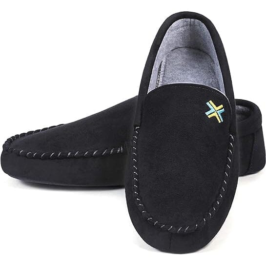 Roxoni Men Slippers, Suede Moccasin Slipper with Memory Foam