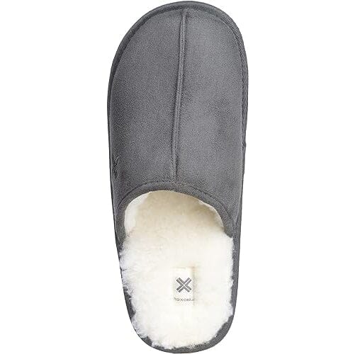 Roxoni Mens Suede Faux Sheepskin Lined House Slippers