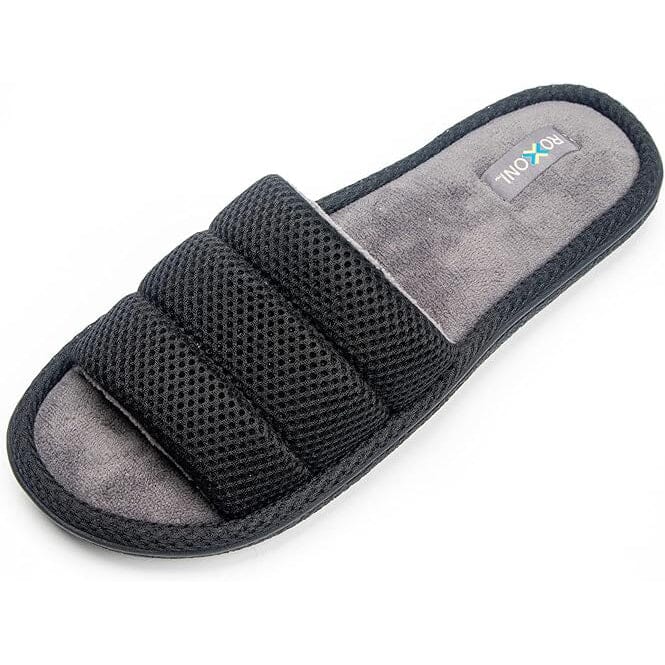 Roxoni Plush Slippers for Men Open Toe House Slippers for Superior Comfort