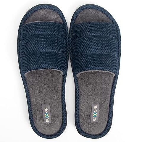 Roxoni Plush Slippers for Men Open Toe House Slippers for Superior Comfort