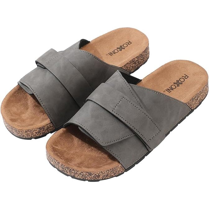 Roxoni Stylish Flat Sandals for Men - Adjustable Strap Men's Shoes & Accessories Charcoal 8 - DailySale