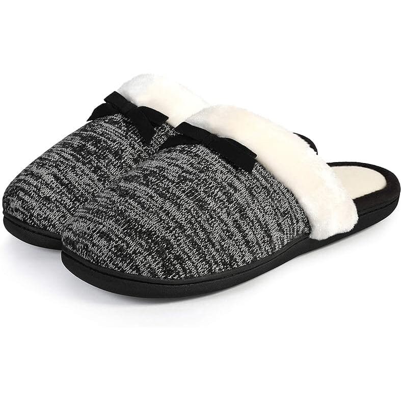 Roxoni Women Slipper Cozy Memory Foam, Fuzzy Warm Faux Fur, Anti-Skid Rubber Sole Women's Shoes & Accessories Black 6 - DailySale