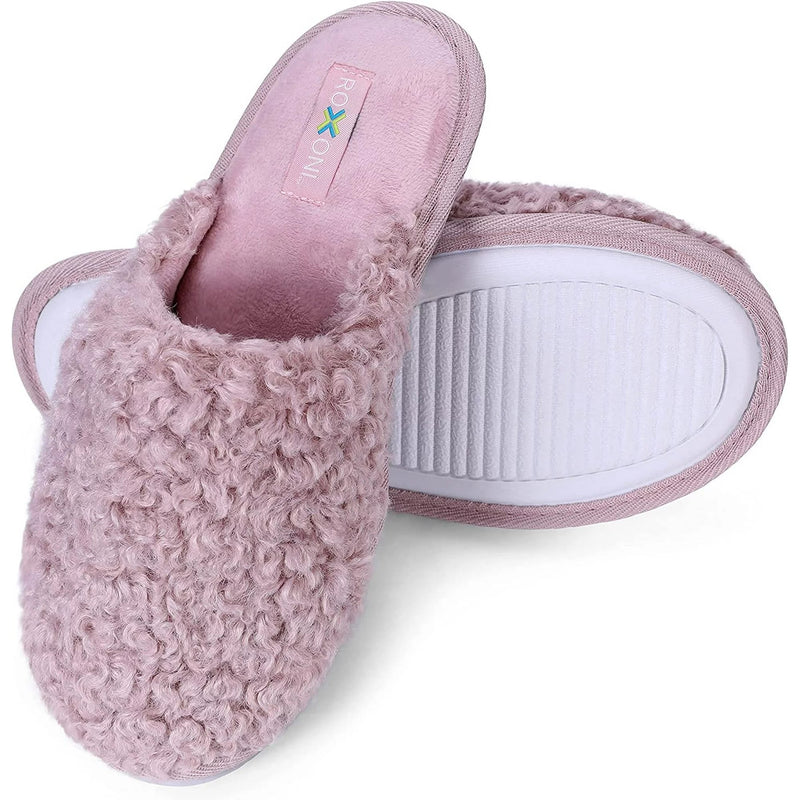 Roxoni Women Slipper Cozy Memory Foam, Indoor Outdoor Rubber Sole Women's Shoes & Accessories Pink 6 - DailySale