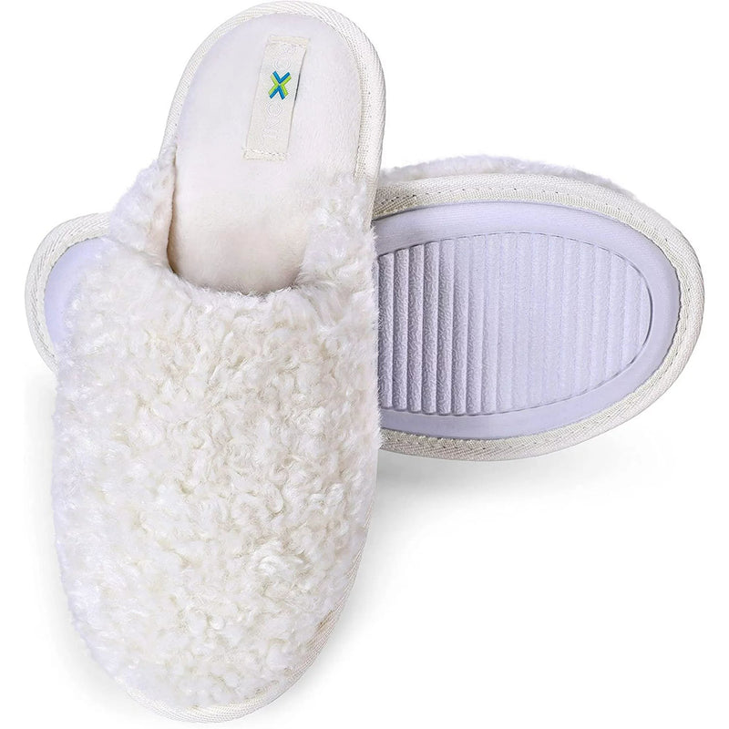 Roxoni Women Slipper Cozy Memory Foam, Indoor Outdoor Rubber Sole Women's Shoes & Accessories White 6 - DailySale