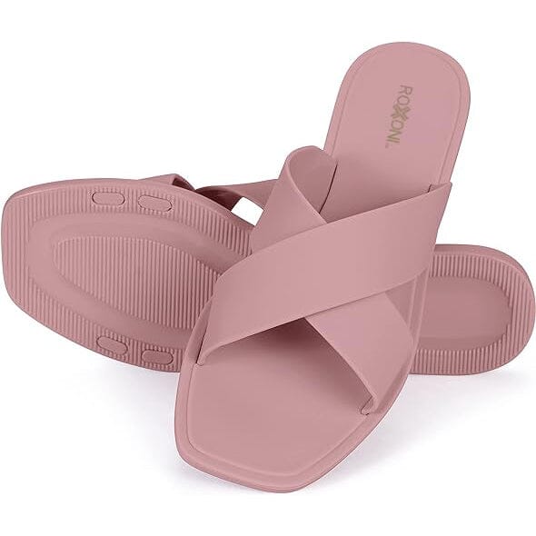 Roxoni Women Slippers Shower Pool Sandals Criss Cross Bathroom Quick Drying Slippers Women's Shoes & Accessories Berry 6 - DailySale