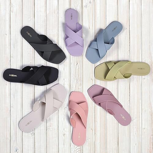 Roxoni Women Slippers Shower Pool Sandals Criss Cross Bathroom Quick Drying Slippers Women's Shoes & Accessories - DailySale