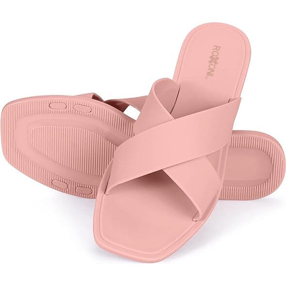 Roxoni Women Slippers Shower Pool Sandals Criss Cross Bathroom Quick Drying Slippers Women's Shoes & Accessories Pink 6 - DailySale