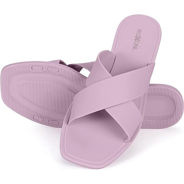 Roxoni Women Slippers Shower Pool Sandals Criss Cross Bathroom Quick Drying Slippers Women's Shoes & Accessories Purple 6 - DailySale