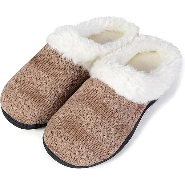 Roxoni Women’s Cozy Memory Foam Slippers, Fuzzy Warm Faux Fur Women's Shoes & Accessories Beige 6 - DailySale