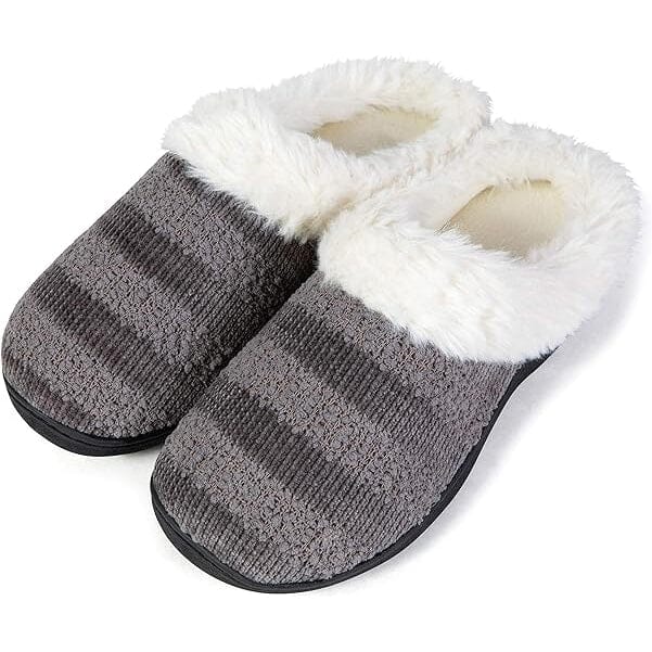 Roxoni Women’s Cozy Memory Foam Slippers, Fuzzy Warm Faux Fur Women's Shoes & Accessories Gray 6 - DailySale