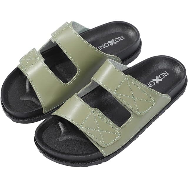 Roxoni Women’s Cushioned Two Strap Footbed Sandals Lightweight Open Toe Slide Sandals Women's Shoes & Accessories Green 6 - DailySale