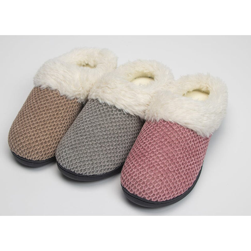 Roxoni Women's Fleece Trim Knit Sweater Furr Clog Slipper Women's Shoes & Accessories - DailySale