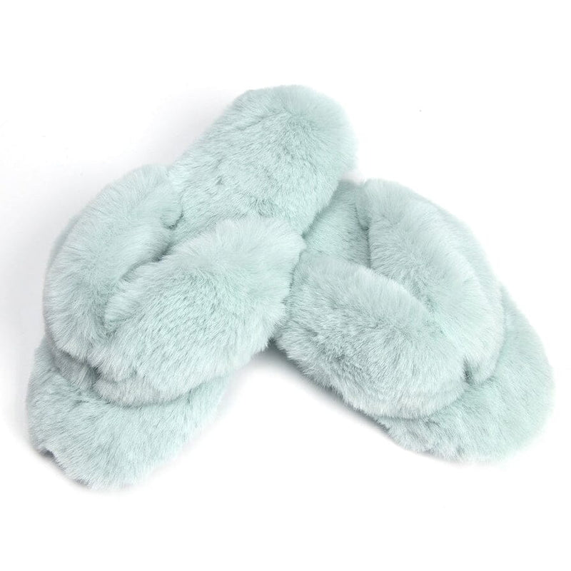 Roxoni Women's Indoor Cute Plush With Contrast Trimming House Slipper Women's Shoes & Accessories Aqua 6-7 - DailySale