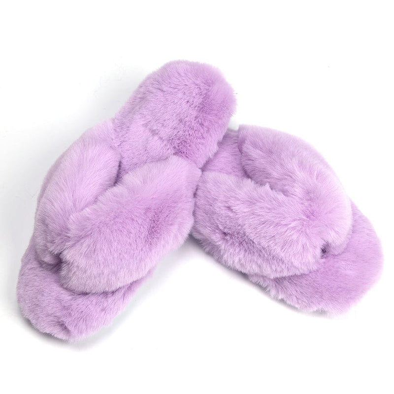 Roxoni Women's Indoor Cute Plush With Contrast Trimming House Slipper Women's Shoes & Accessories Violet 6-7 - DailySale