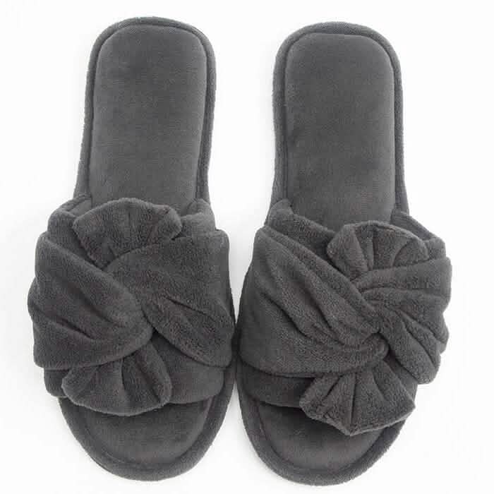 Roxoni Women's Indoor Twist Ribbon Plus Open Toe House Slippers