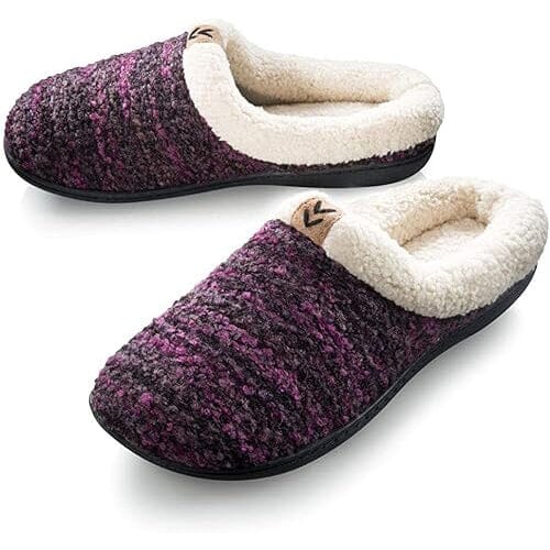 Roxoni Womens Knitted Fleece Lined Clog Slippers Warm House Shoe Women's Shoes & Accessories Purple 6 - DailySale