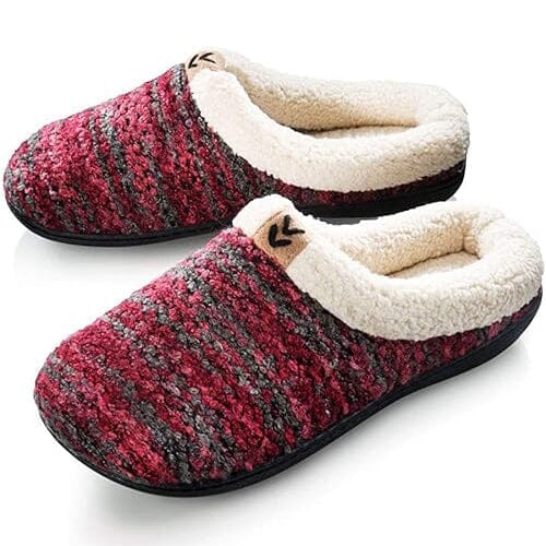 Roxoni Womens Knitted Fleece Lined Clog Slippers Warm House Shoe Women's Shoes & Accessories Wine 6 - DailySale