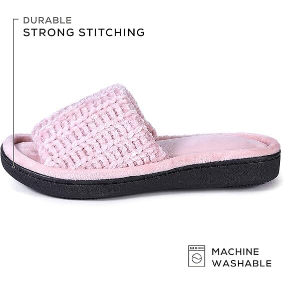 Roxoni Women’s Soft Open Toe Slide Slippers, Indoor Outdoor Rubber Sole