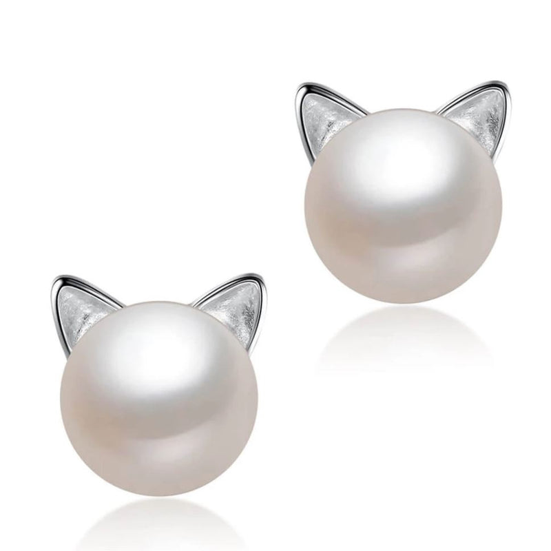 Fresh Water Pearl Freshwater Pearl Kitty Cat Stud Earrings - DailySale, Inc