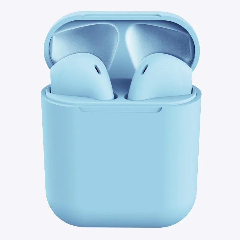 Rubber Matte Wireless Earbuds and Charging Case Headphones Blue - DailySale