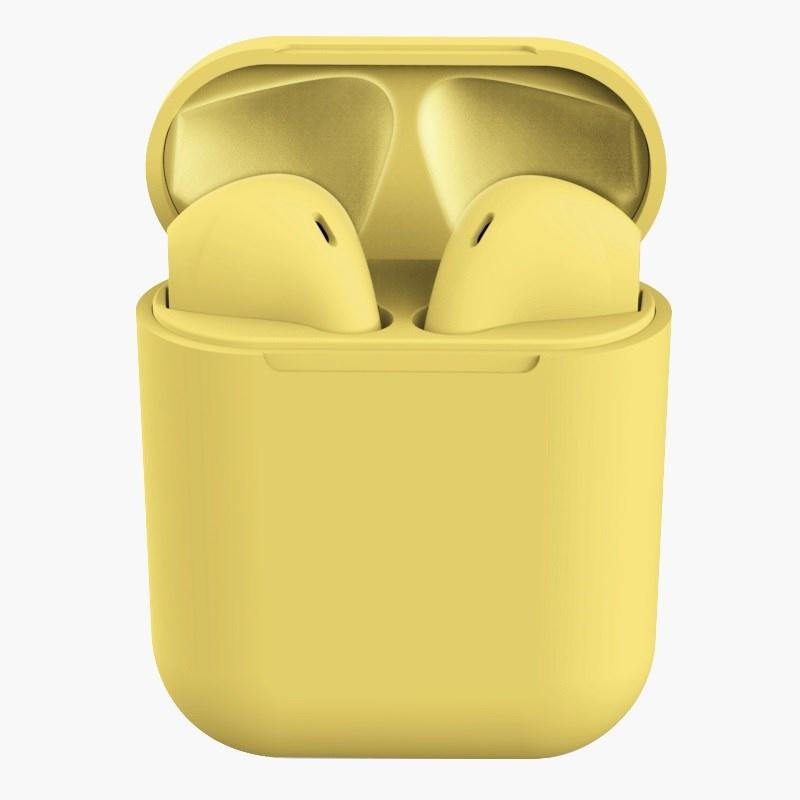 Rubber Matte Wireless Earbuds and Charging Case Headphones Yellow - DailySale